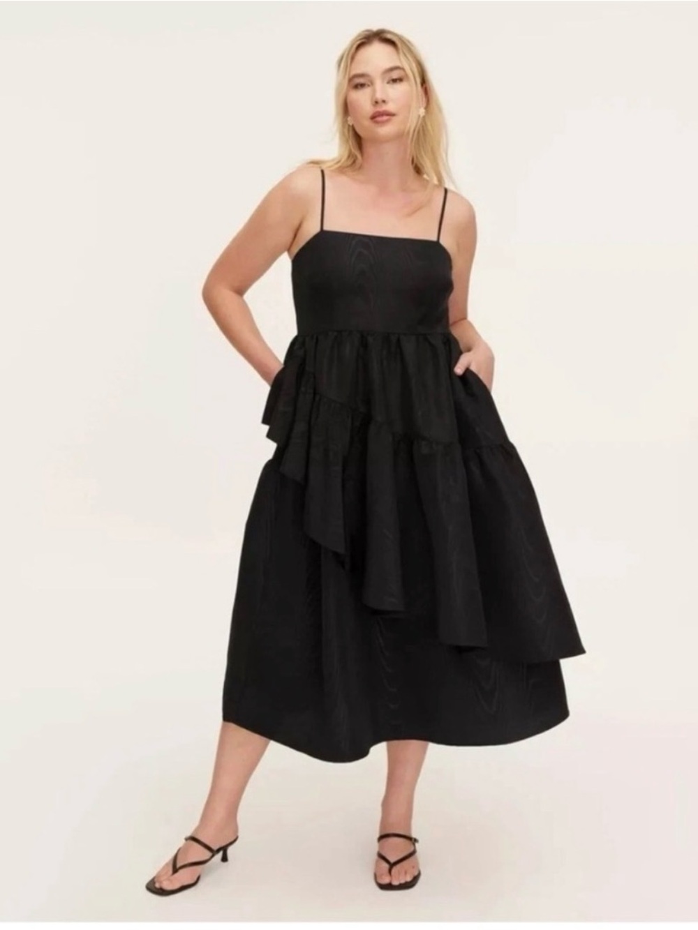 Kate Spade New York x Target Black Smocked Tiered Midi Dress Size Large
